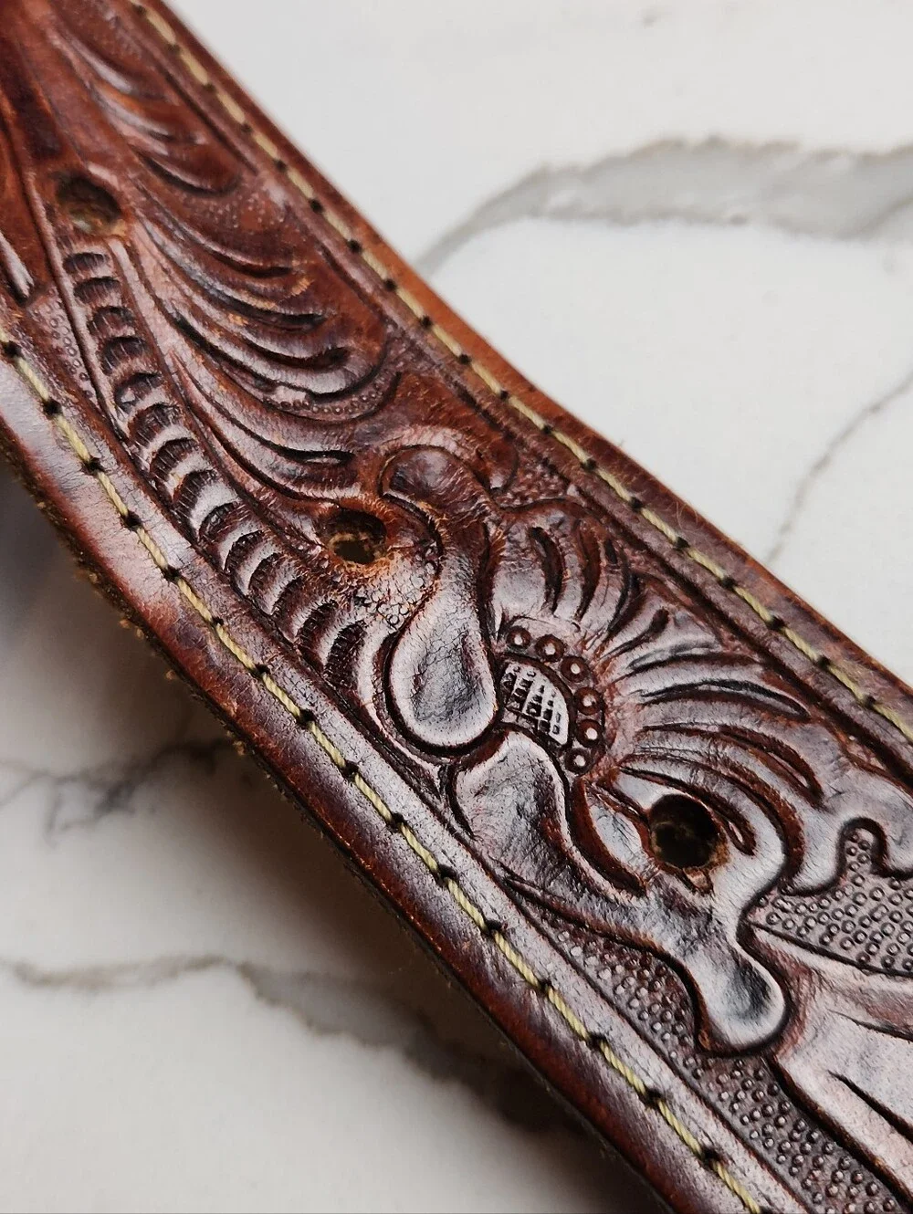 Cintos Imperial Size 42 Hand-Tooled Western Leather Belt – Made in Mexico